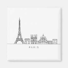 Minimalist Paris Skyline Line Art マグネット