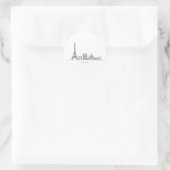 Minimalist Paris Skyline Line Art ラウンドシール (バッグ)