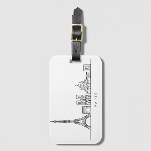 Minimalist Paris Skyline Line Art ラゲッジタグ (正面縦)