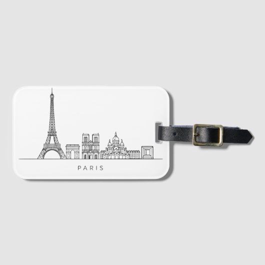 Minimalist Paris Skyline Line Art ラゲッジタグ (正面横)