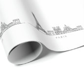 Minimalist Paris Skyline Line Art ラッピングペーパー (ロールコーナー)