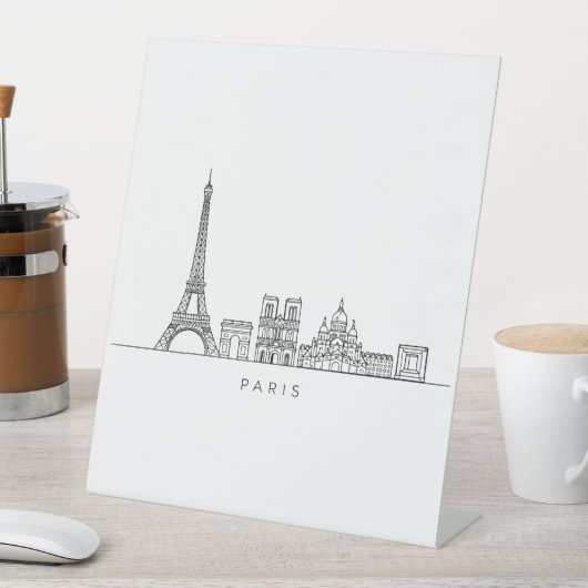 Minimalist Paris Skyline Line Art 台座サイン (インサイチュ)