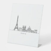 Minimalist Paris Skyline Line Art 台座サイン (正面)
