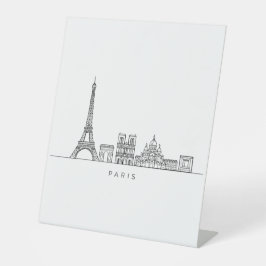 Minimalist Paris Skyline Line Art 台座サイン