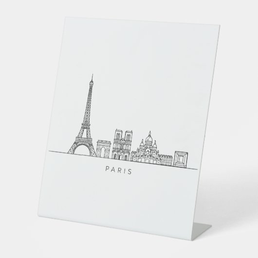 Minimalist Paris Skyline Line Art 台座サイン (正面)