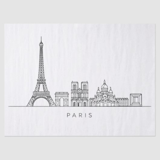 Minimalist Paris Skyline Line Art 薄葉紙 (正面)