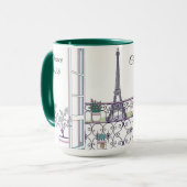 Minimalist Paris Window View Personalized Coffee マグカップ (正面左)
