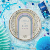 Minimalist Pastel Arch Frame Botanical Wedding ペーパープレート (パーティー)