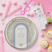 Minimalist Pastel Arch Frame Botanical Wedding ペーパープレート (パーティー)