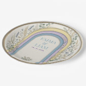 Minimalist Pastel Arch Frame Botanical Wedding ペーパープレート (アングル)