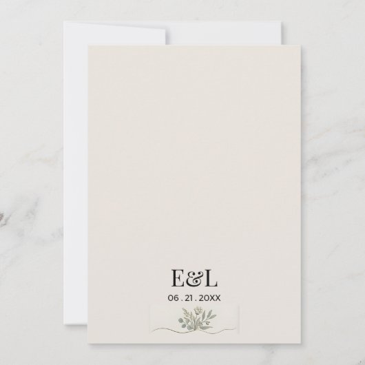 Minimalist Pastel Arch Frame Botanical Wedding 招待状 (裏面)