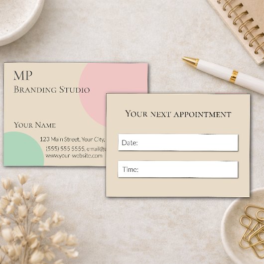 Minimalist Pastel Branding Design 予約カード