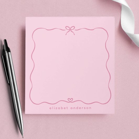 Minimalist Pastel Cute Bow Monogram Name  ノートパッド