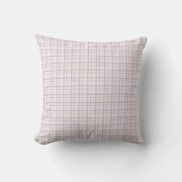 Minimalist Pastel HandDrawn Grid Check Dusty Lilac クッション
