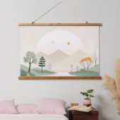 Minimalist Pastel Mountain Landscape Serene Lake 吊り下げ型タペストリー (寝室)