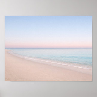 Minimalist Pastel Pink Beach Ocean Horizon ポスター
