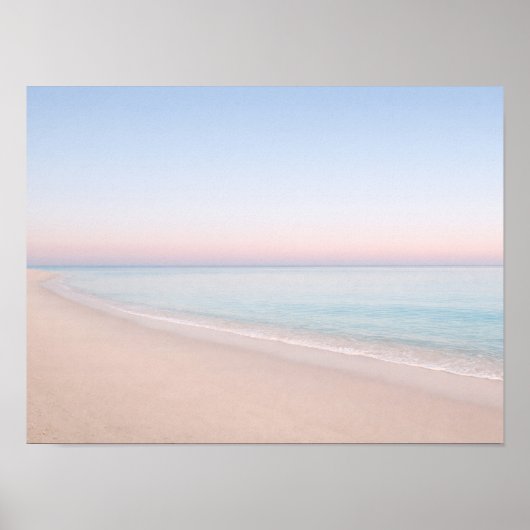 Minimalist Pastel Pink Beach Ocean Horizon ポスター (正面)