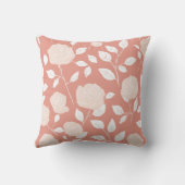 Minimalist Pastel Rose White Floral Pattern クッション (裏面)