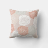 Minimalist Pastel Rose White Floral Pattern クッション (裏面)