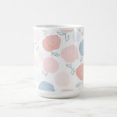 Minimalist Pastel Rose White Floral Pattern コーヒーマグカップ (中央)