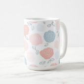 Minimalist Pastel Rose White Floral Pattern コーヒーマグカップ (正面右)