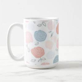 Minimalist Pastel Rose White Floral Pattern コーヒーマグカップ