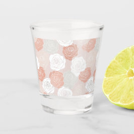 Minimalist Pastel Rose White Floral Pattern ショットグラス