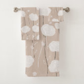 Minimalist Pastel Rose White Floral Pattern バスタオルセット (インサイチュ)