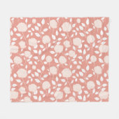 Minimalist Pastel Rose White Floral Pattern フリースブランケット (正面(横))