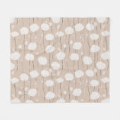 Minimalist Pastel Rose White Floral Pattern フリースブランケット (正面(横))
