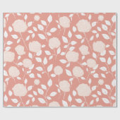 Minimalist Pastel Rose White Floral Pattern ラッピングペーパー (フラット)