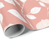 Minimalist Pastel Rose White Floral Pattern ラッピングペーパー (ロールコーナー)