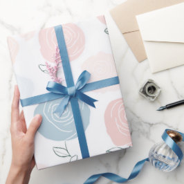 Minimalist Pastel Rose White Floral Pattern ラッピングペーパー
