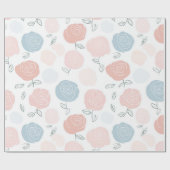 Minimalist Pastel Rose White Floral Pattern ラッピングペーパー (フラット)