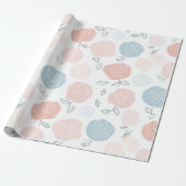 Minimalist Pastel Rose White Floral Pattern ラッピングペーパー (アンロールド)