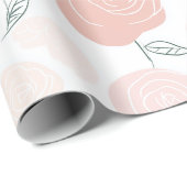 Minimalist Pastel Rose White Floral Pattern ラッピングペーパー (ロールコーナー)