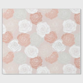 Minimalist Pastel Rose White Floral Pattern ラッピングペーパー (フラット)