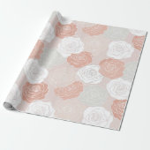 Minimalist Pastel Rose White Floral Pattern ラッピングペーパー (アンロールド)