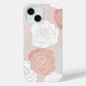 Minimalist Pastel Rose White Floral Pattern Case-Mate iPhoneケース (裏面)