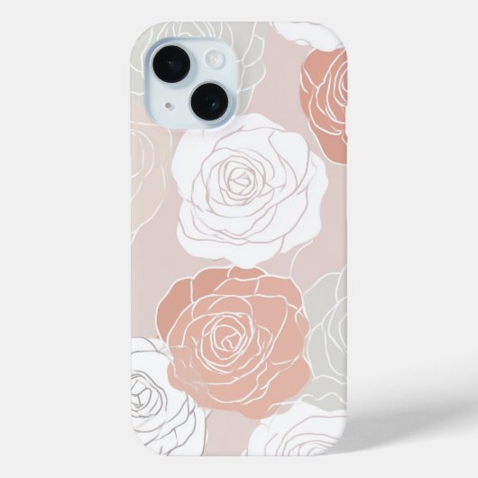 Minimalist Pastel Rose White Floral Pattern Case-Mate iPhoneケース (裏面)
