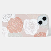 Minimalist Pastel Rose White Floral Pattern Case-Mate iPhoneケース (裏面 (横))