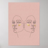 Minimalist Pastel Twin Portraits ポスター (正面)