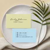 Minimalist Pastel Yellow Blue Business Card 名刺