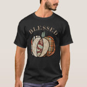 Minimalist Patchwork Pumpkin Autumn Blessed Thanks Tシャツ (正面)