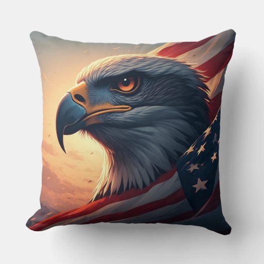 Minimalist Patriotic Eagle with american flag クッション (正面)