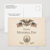 Minimalist Patriotic Memorial Day シーズンポストカード (正面/裏面)
