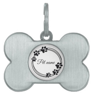 Minimalist Paw Print Frame Personalized Pet Name I ペットネームタグ