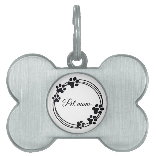 Minimalist Paw Print Frame Personalized Pet Name I ペットネームタグ (正面)