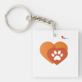 Minimalist Paw Print Heart  | Modern  キーホルダー (正面)