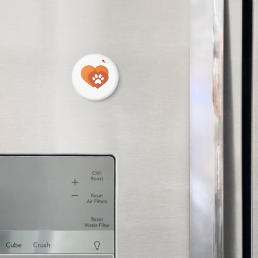 Minimalist Paw Print Heart Modern Fridge Magnet マグネット (インサイチュ (冷蔵庫))